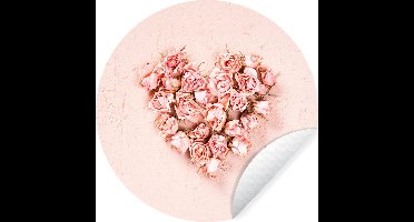 WallCircle® - Behangcirkel 30x30 cm - Muurstickers Hart - Bloemen - Roze - Muurcirkel woonkamer - Wandcirkel slaapkamer - Kamer decoratie zelfklevend - Muurdecoratie accessoires