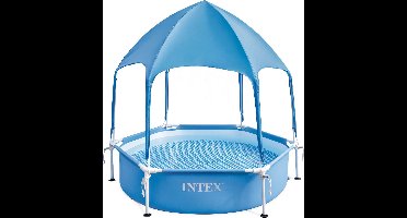 Intex Staal Rond Bovengronds Zwembad Met Overkapping 183cm Blauw 700 Liters