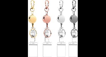 4 Stuks Uittrekbare Sleutelhangers met Transparant Badgehouders - Karabijnsluiting Clip Trekkoord - Intrekbare Koord Pashouder - Broekclip Karabijnhaak Sleutelkoord - Afrolmechanisme voor Badges/Sleutels - ID Jojo Pasjeshouder Keycord\Keykoord - 40cm