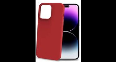 Celly Cromo Siliconen hoesje - Geschikt voor Apple iPhone 15 Pro Max - TPU Back Cover - Microfiber - Rood