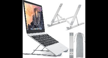 Aluminium Laptopstandaard - Verstelbare Laptopstandaard met 7 Niveaus - Laptopverhoger - Geschikt voor Laptops tot 17,3 inch, Tablets, Telefoons - Ondersteunt MacBook, Dell, HP, Huawei - Draagkracht tot 20 kg