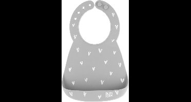 Bumkins - Siliconen Baby Slab met Opvangbakje - Grijs Hartjes (6-24 maanden)