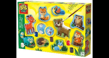 SES Creative - Gieten en Schilderen - Bosdieren - gips gieten - maak een hertje, vos, uil en meer - met sneldrogend gips, verf en penseel - knutselen voor kinderen