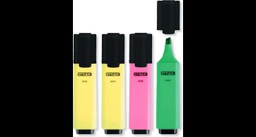 Stylex 65550 markeerstift 4 stuk(s) Groen, Roze, Geel Beitelvormige punt