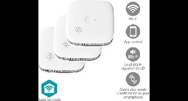 Nedis SmartLife Rookmelder – WiFi – 10 Jaar Batterij – Voldoet aan Europses norm EN14604 – 3 stuks
