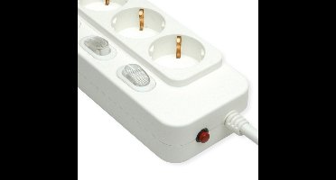 VALUE 4-voudige stekkerdoos met afzonderlijke schakelaars, wit, 6 m