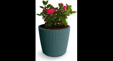 Prosperplast Plantenpot/bloempot Buckingham - buiten/binnen - design kunststof - zeeblauw - D19 x H17 cm