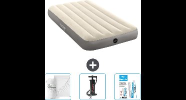 Intex Luchtbed - 1-Persoons - 99 x 191 x 25 cm - Beige - Inclusief Hoeslaken - Pomp en Reparatieset