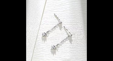 Gading® Dames oorbellen met steren - oorhanger met zirkonia- 7cm-zilver 925