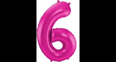 Folat Verjaardag Leeftijd folieballon - 6 jaar - roze - 86 cm - cijferballon groot
