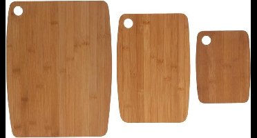 Excellent Houseware Set van 3x snijplanken/serveerplanken - broodplankjes - 38/30/20 cm - bamboe hout