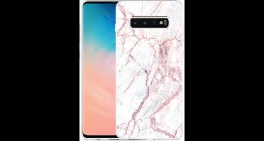 Galaxy S10 Plus Hoesje White Pink Marble