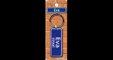 Paper Dreams Sleutelhanger Straatnaam Eva 9 Cm Staal Blauw
