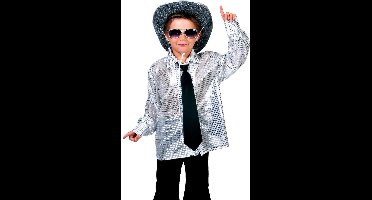 Blouse disco zilver kind - Maat 116