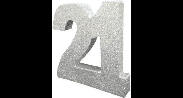 Witbaard Tafeldecoratie 21 Jaar 20 Cm Glitter Zilver
