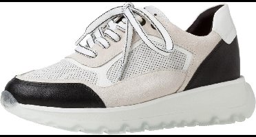 Marco Tozzi - Leren Sportschoenen - Ecru en Zwart - Maat 39