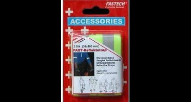 FASTECH® 788-777KC Klittenband Met reflector, Om op te naaien Haak- en lusdeel (l x b) 400 mm x 30 mm Neon-geel 2 stuk(