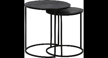 Light & Living Bijzettafel Talca - Ruw Antiek Lood - Ø49+Ø40cm - Modern