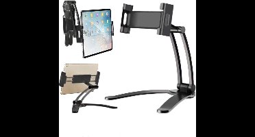 Universele Tablet Houder Wandarmhouder Stand Opvouwbaar Keuken Wandmontage - Verstelbaar Ondersteuning Luie Tablet Telefoon Standhouder voor Keuken Kantoor Desktop Lezen