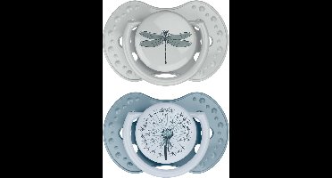 Difrax LOVI Dynamische Fopspeen - 6 tot 18 Maanden - Blauw & Groen - 2 Stuks