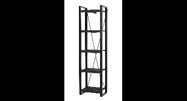Livingfurn - Boekenkasten Norris - 200x55x40 cm - Mangohout / Gecoat Staal