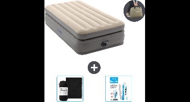 Intex Luchtbed - 1-Persoons - 99 x 191 x 51 cm - Grijs - Inclusief pomp - Hoeslaken en Reparatieset