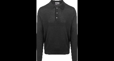 King Essentials The Robert Long Sleeve Poloshirt Merino Zwart - Maat M - Heren - Pullovers