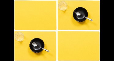 Wicotex luxe Placemats Plain - Set van 4x stuks - geel - 43 x 30 cm - Met anti slip laag - Teflon coating toplaag