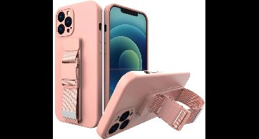 Rope - Case - Siliconen hoesje met draagkoord Handtas Draagriem voor Samsung Galaxy S22+ - (S22 - Plus) - Roze