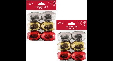 Cadeauversiering - Krullint - Goud Zilver & Rood - 12 Bolletjes