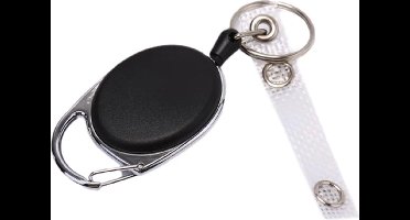 New Age Devi - Badgehouder met clip | Trekkoord | Zwart transparant