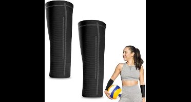Volleybal Arm Mouwen Passing Raken Onderarm Mouwen, Veerkrachtige Sport Compressie Mouwen Volleybal Mouwen voor Jeugd Meisjes 1 Paar Zwart, Zwart, S