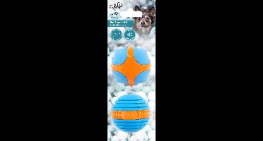 All For Paws Dual Squeeze Ball - Hondenspeelgoed - Ø6.3 cm Oranje Blauw