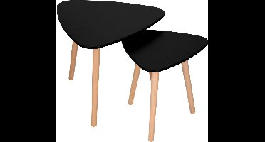 Springos Salontafel - 2 Stuks - Scandinavische Stijl - Woonkamer - Eetkamer - Driehoekig - Zwart