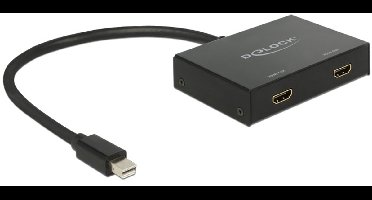 DeLOCK premium Mini DisplayPort naar 2x HDMI splitter - DP 1.2 / HDMI 1.4 (4K 30Hz) / zwart - 0,30 meter