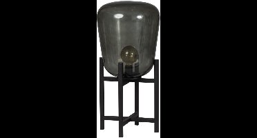 Expo Trading Benn tafellamp | rookglas | industrieel | 67 cm hoog | zwart