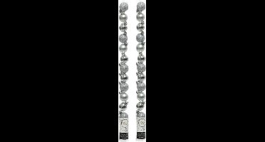 Decoris Kleine kerstballen - 28x stuks - zilver - 3 cm - kunststof - onbreekbaar