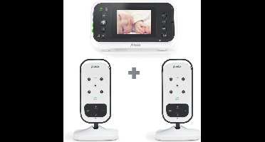 Alecto DVM-75 + DVM-75C - Babyfoon met camera, 2 camera's en 2.4" kleurenscherm, wit/antraciet