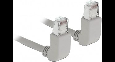 S/FTP CAT6a 10 Gigabit netwerkkabel haaks naar beneden / haaks naar beneden / grijs - LSZH - 0,50 meter