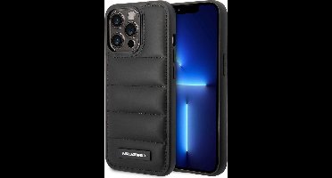 iPhone 14 Pro Max Backcase hoesje - Karl Lagerfeld - Effen Zwart - Kunstleer