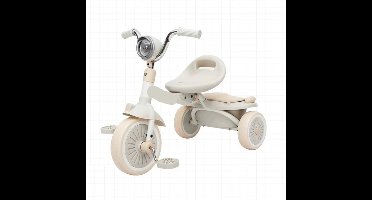 Kinderdriewieler - met Pedalen - Driewieler - Peuterfiets - Driewieler Trike - Kinderfiets - PU Wielen - Schokabsorptie - Opvouwbaar - Verstelbaar Zadel - Met Licht - Wit-roze