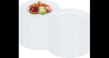 Luminarc Gebaksbordjes - 24x stuks - wit - glas - 18 cm - Kleine glazen dessert bordjes - Tafel dekken
