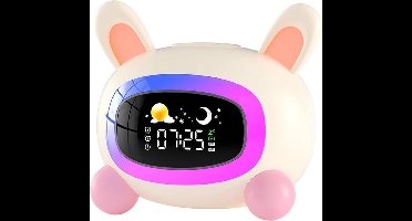 Wekker voor kinderen - Wekwekker - Slaaptrainingswekker met nachtlampje en geluidsmachine - Leuke Kawaii wekker als verjaardagscadeau voor jongens en meisjes, peuters en kleuters