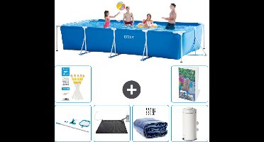Intex Rechthoekig Frame Zwembad - 450 x 220 x 84 cm - Blauw - Inclusief Schoonmaakset - Solar Mat - Solarzeil - Zwembadfilterpomp - 7-delig