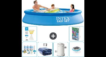 Intex Rond Opblaasbaar Easy Set Zwembad - 305 x 61 cm - Blauw - Inclusief Onderhoudspakket - Solarzeil - Zwembadfilterpomp - Verlichting - 7-delig