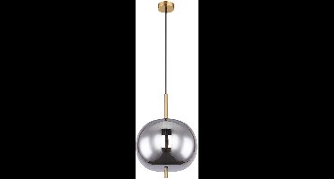 Hanglamp hanglamp eettafelbol messingkleurig rookglas, metaal, 1x E27 fitting, DxH 30x120cm