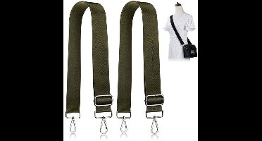 2x Verstelbare Schouderband - 3,8 cm Breedte - 75-145 cm Verstelbare Lengte - Vervangende Tasband - DIY Accessoire - Geschikt voor Handtassen, Totebags en Crossbody Tassen - Effen Kleur Band - Legergroen