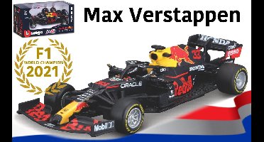 Bburago Red Bull Racing RB16B - #33 Max Verstappen - Formule 1 2021 - Donker blauw/rood/geel kleurstelling - schaalmodel - modelauto - schaal 1:43