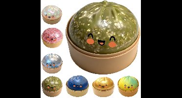 Dumpling squishy stressballen - Glitter Dumpling stress fidget - Sensorische stressbal knijpspeelgoed - Stressverlichtende cadeaus voor kinderen en volwassenen - Groen met glitters