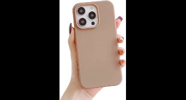 Soft Touch Hoesje - Geschikt voor Apple iPhone 15 Pro - Bruin - Stevig Shockproof TPU Materiaal - Zachte Coating - Siliconen Feel Case - Back Cover